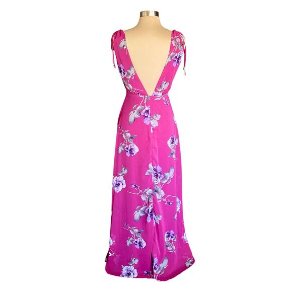 Lulus Magenta Purple Floral Maxi Dress Sleeveless Backless MED Romantic Prom - Picture 7 of 12